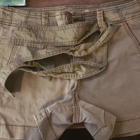 Faded glory army green cotton shorts w tie belt - Picture 4 of 4